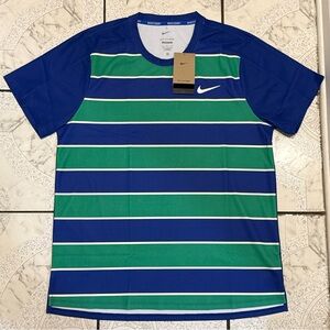 NikeCourt Slam Dri-FIT ADV Tennis Shirt Blue Green Men’s Size Medium FZ6934-539